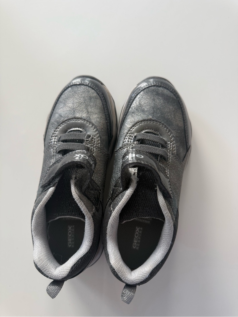 Geox Kids Metallic Gray Sneakers